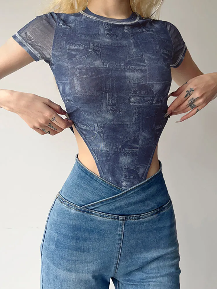 See-Through Slim High Waist Bodysuit