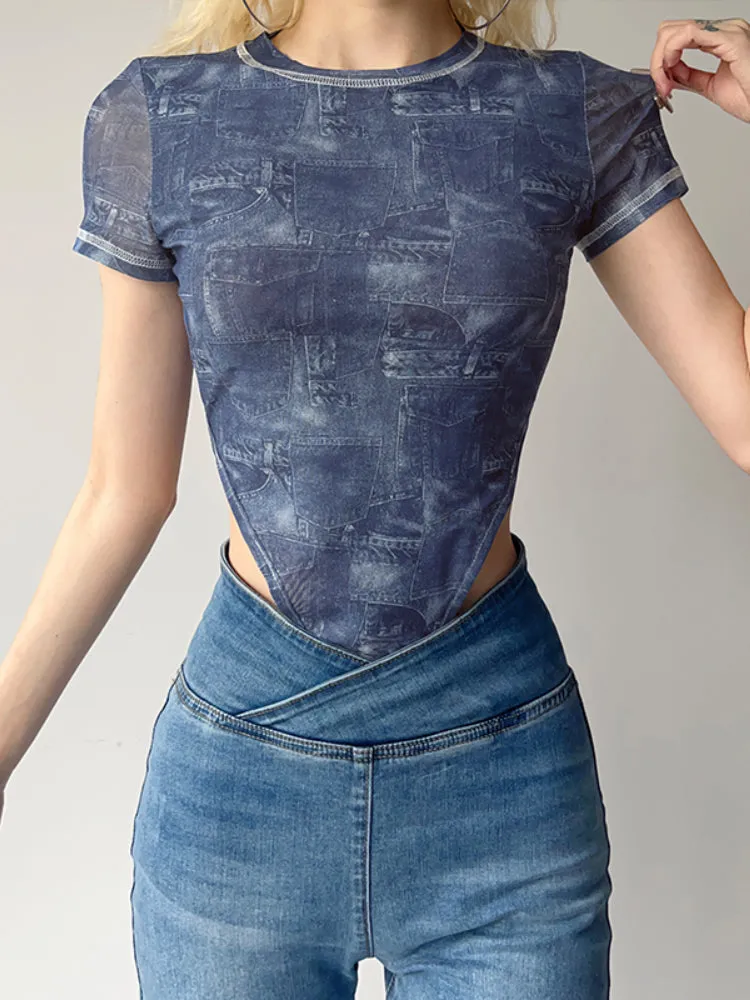 See-Through Slim High Waist Bodysuit