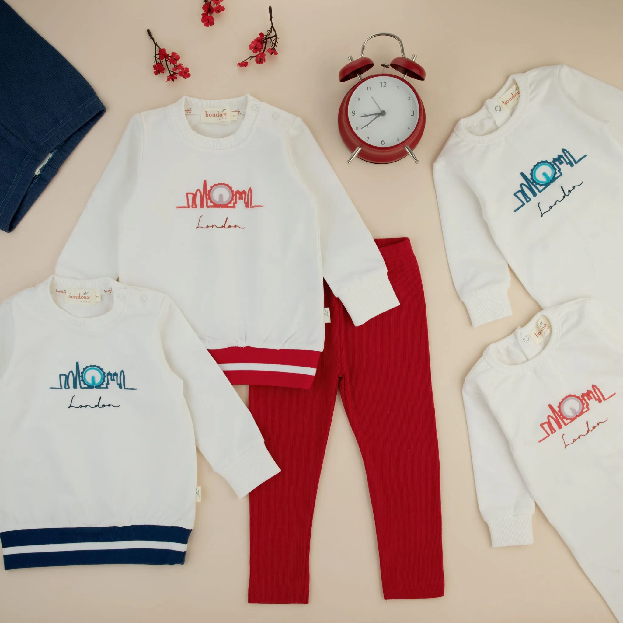set outfit london top l/s and sweatpants - white blue