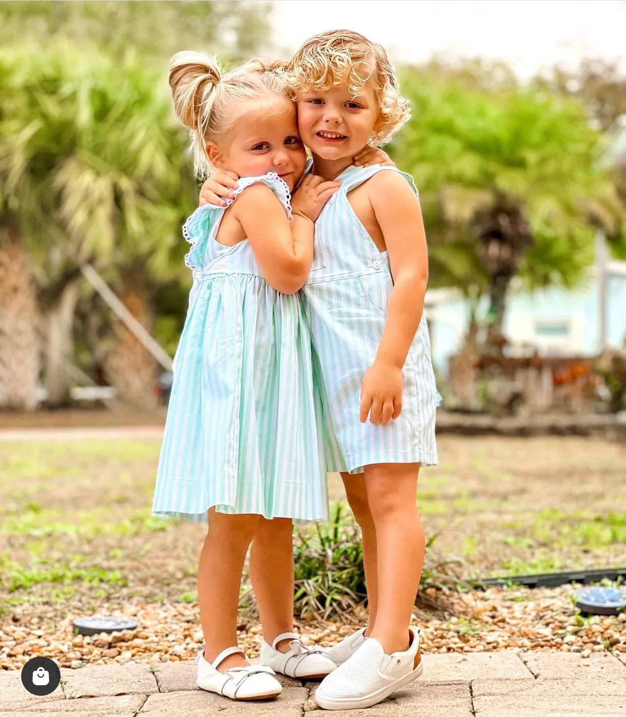 Short Overall- Green Wide Oxford Stripe