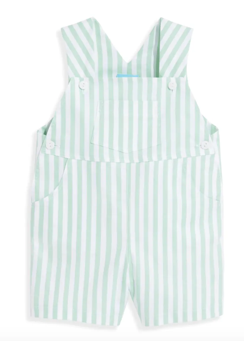 Short Overall- Green Wide Oxford Stripe