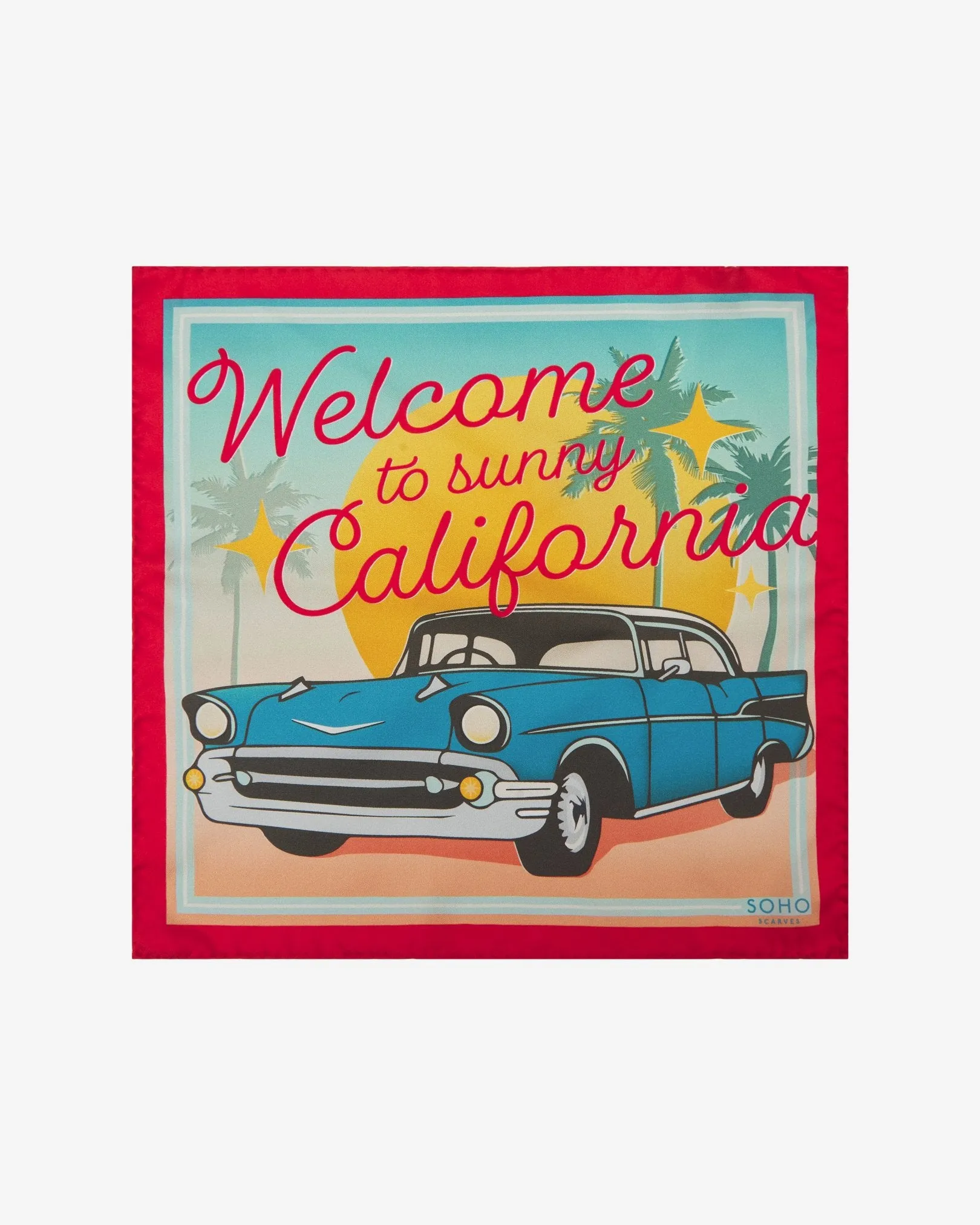 Silk 1950's Pocket Square - Sunset Ride Blue