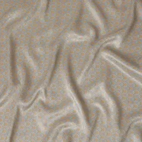 Silk Brocade Fabric with Sky Blue and Gold Floral Design, 110 cm Width, Indian Origin-D19754