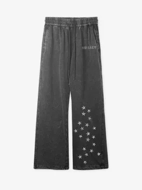 Silver Glittering Galaxy Wash Loose Print Sweatpants