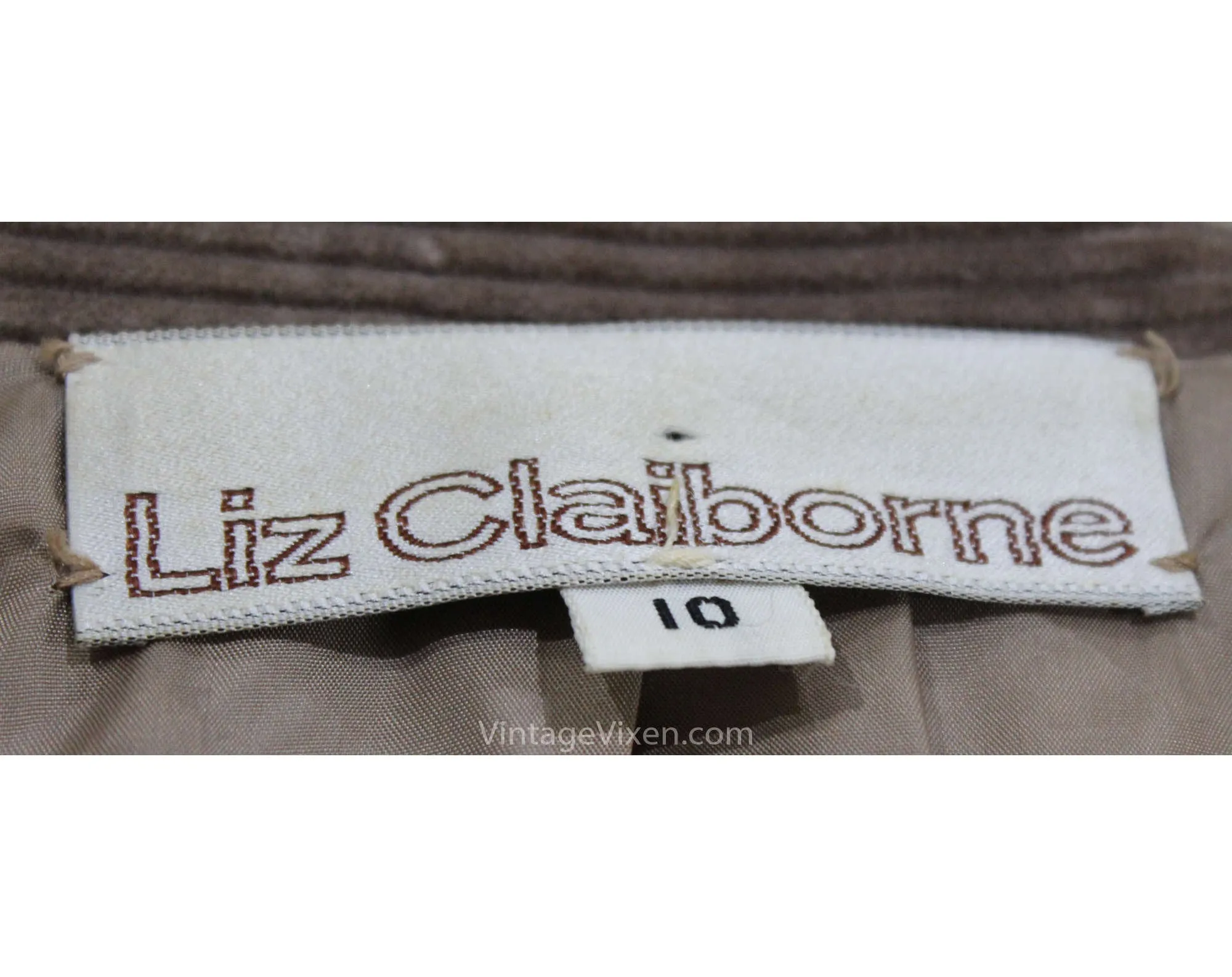 Size 6 Pant Suit - Designer Liz Claiborne Pantsuit - Plush Mushroom Beige Corduroy Jacket Blazer & Pant - 1970s 80s Trouser Set - Waist 27.5