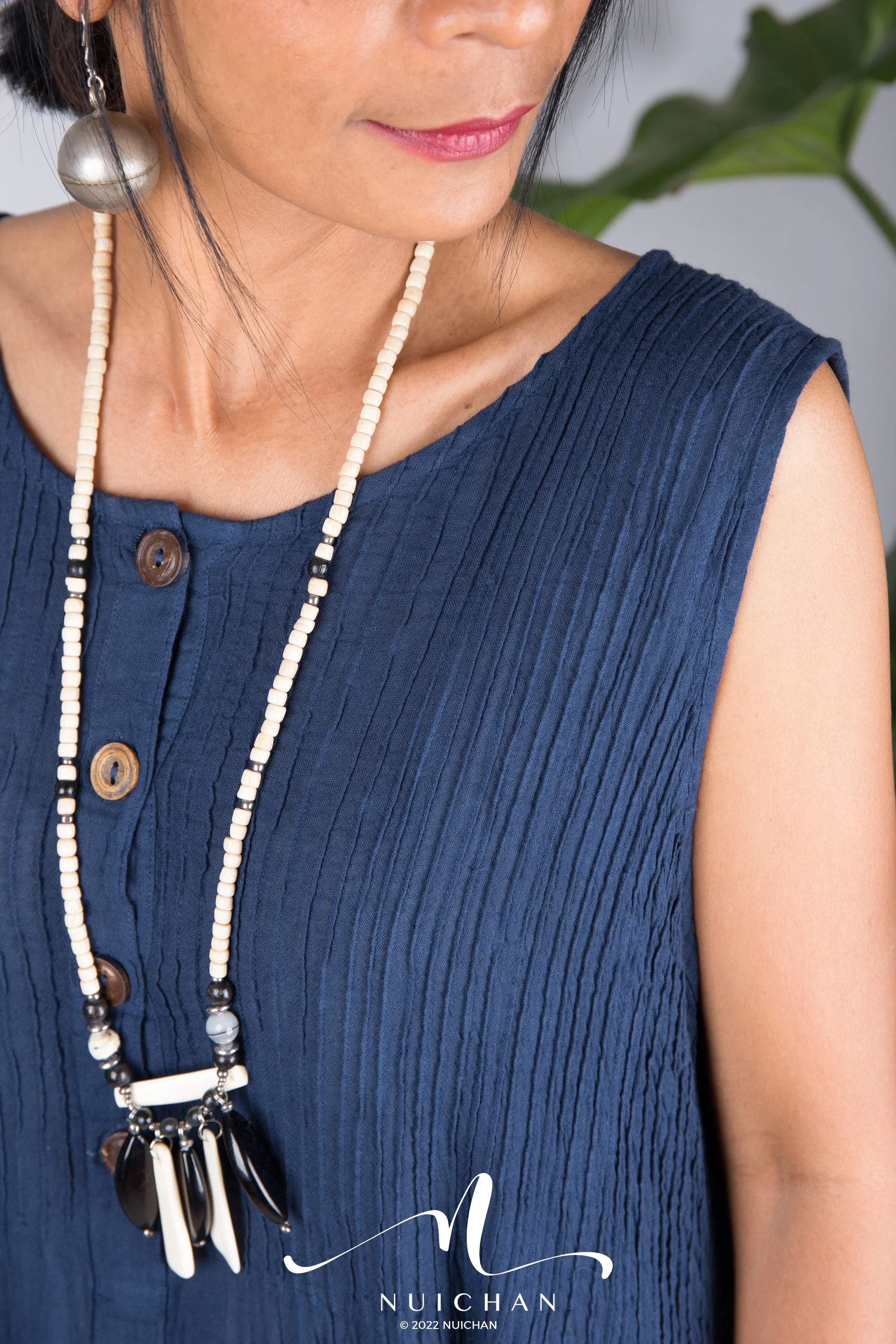 Sleeveless blue cotton dress
