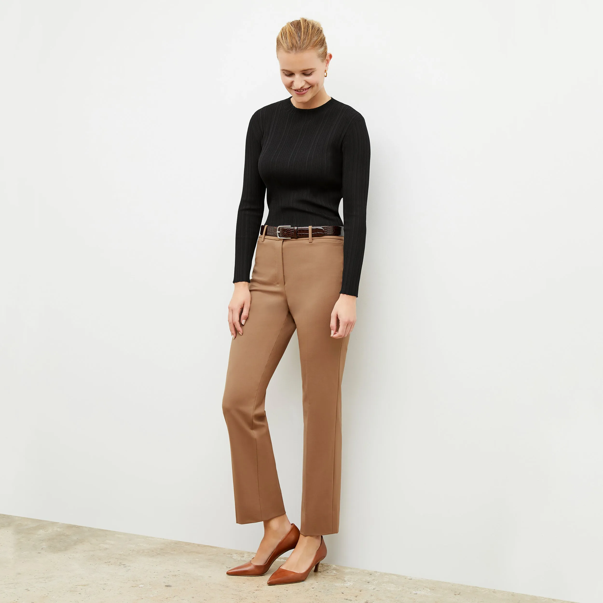 Smith Straight Trouser - Washable Wool Twill :: Camel