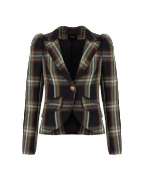 Smythe Pouf Sleeve Evergreen Plaid Blazer