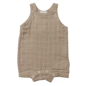 Solid Muslin Overall Shortie - Clay