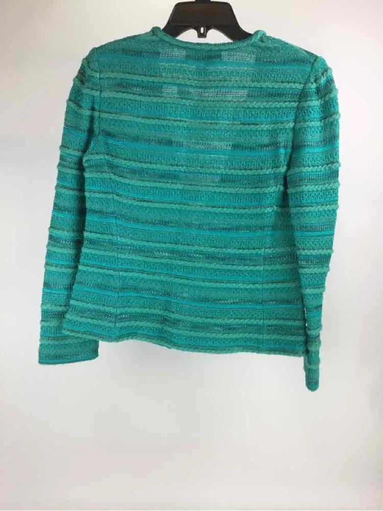 St. John Size 4 Turquoise Knit button front Blazer