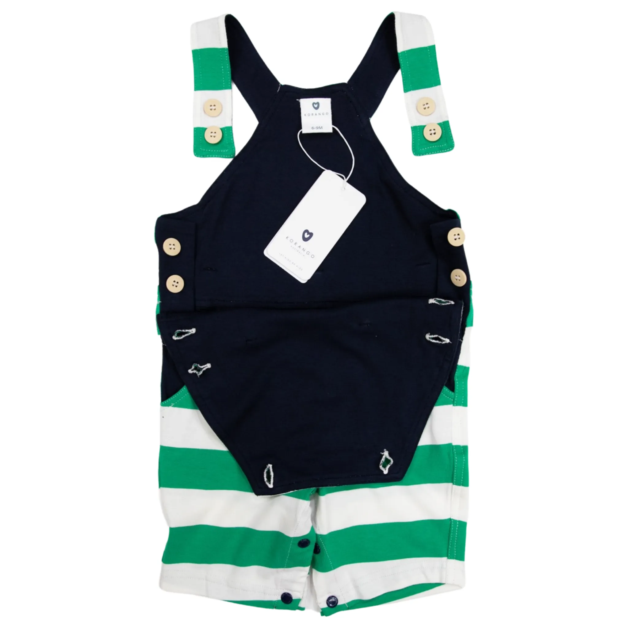 Striped Cotton Overall - Green Stripe