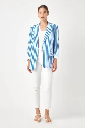 Striped Pocketed Blazer
