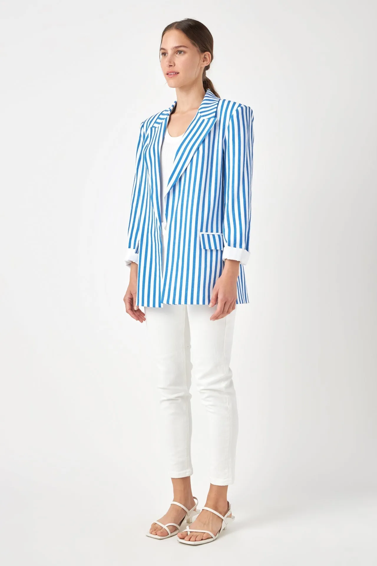 Striped Pocketed Blazer