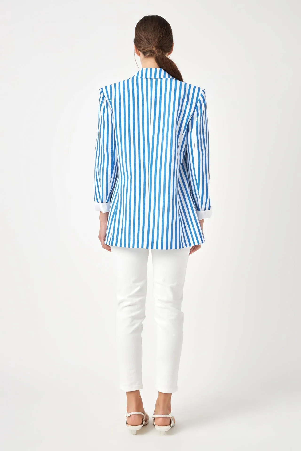 Striped Pocketed Blazer