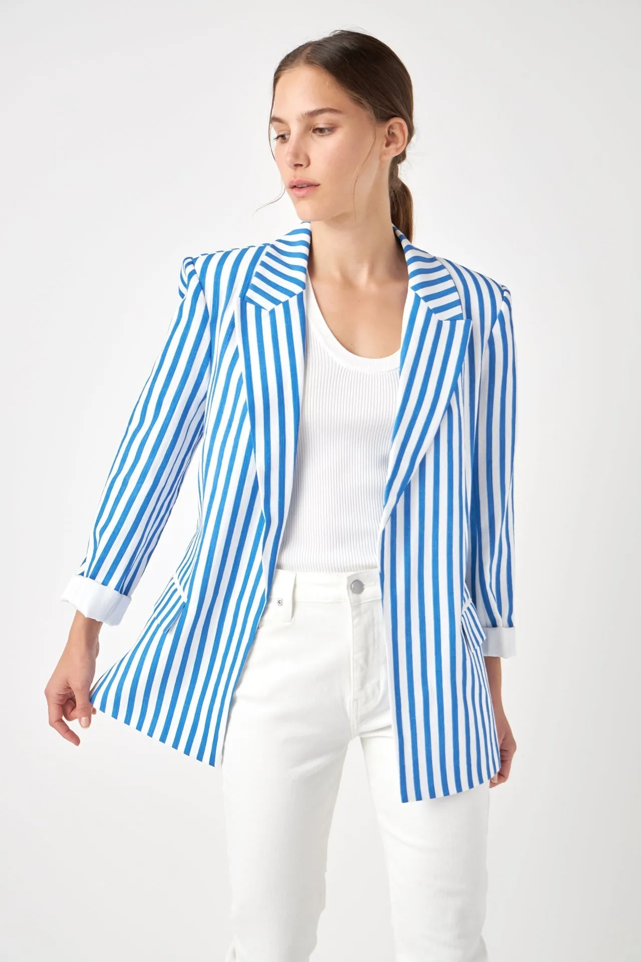 Striped Pocketed Blazer