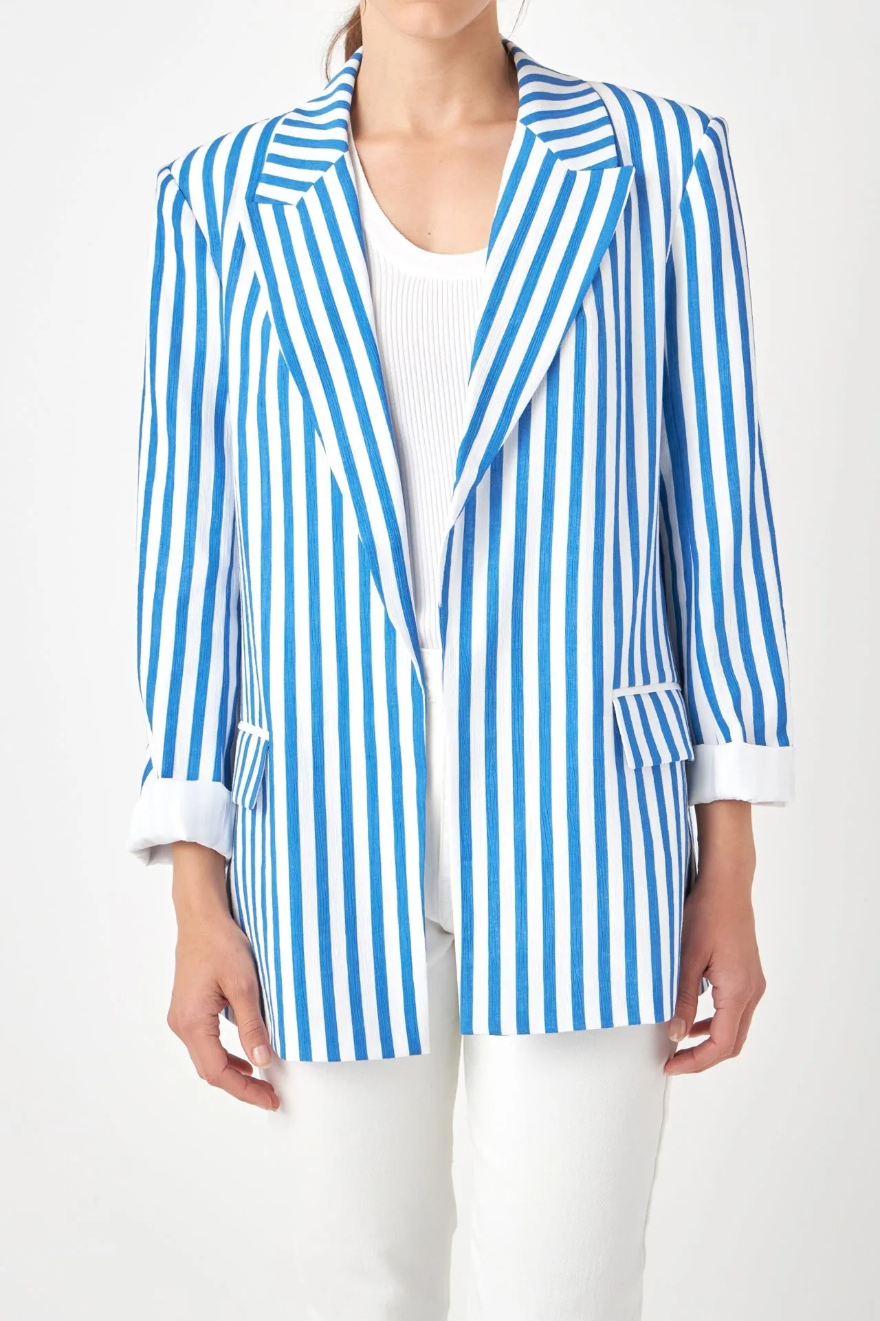 Striped Pocketed Blazer