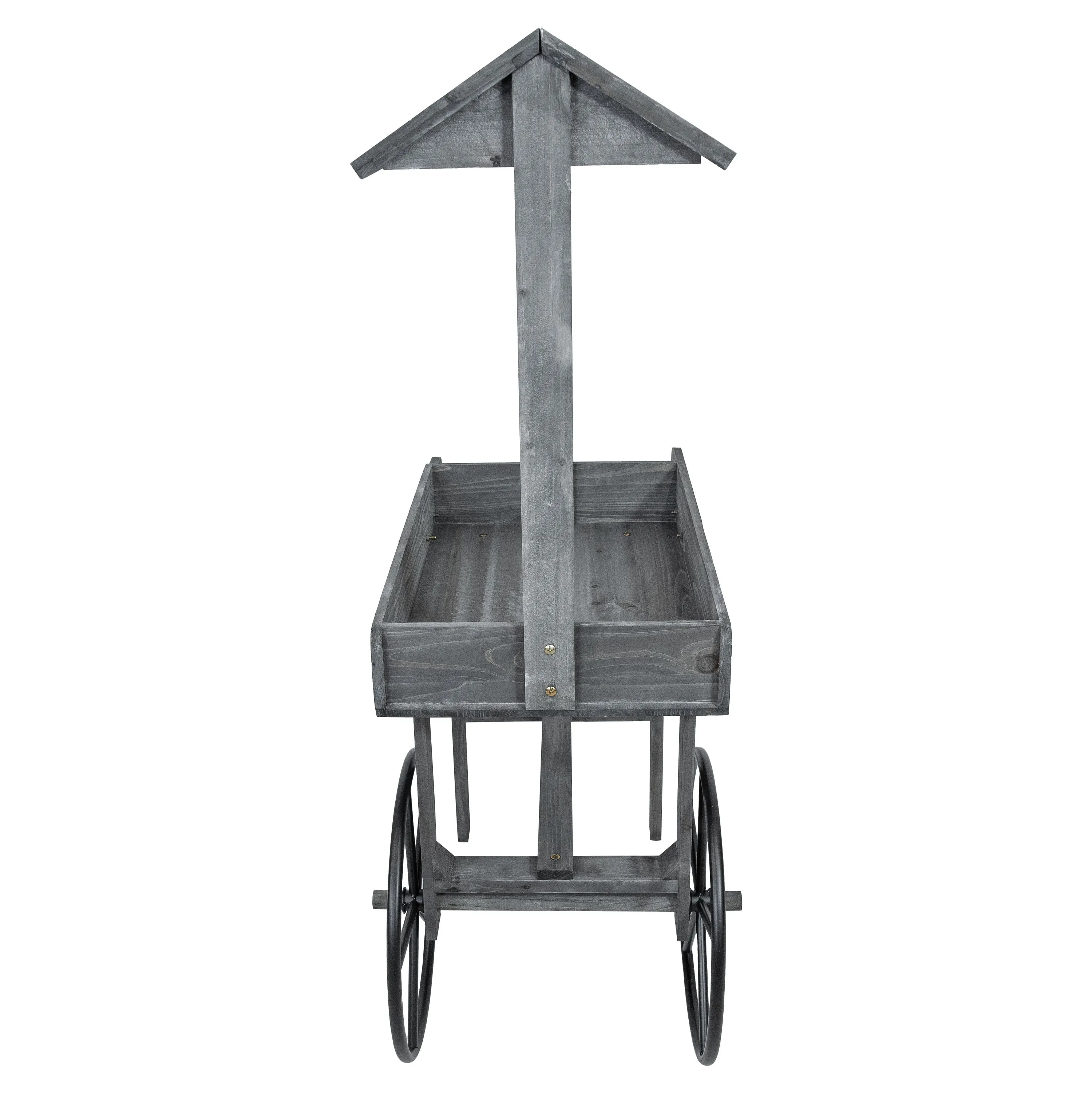 Sunnydaze Rustic, Vintage Flower Cart Display Stand with Wheels - Gray