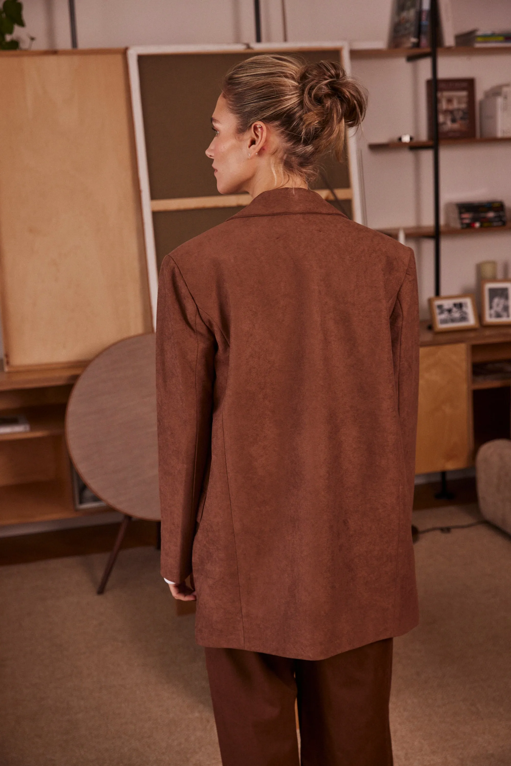 Tan Suede Boxy Blazer
