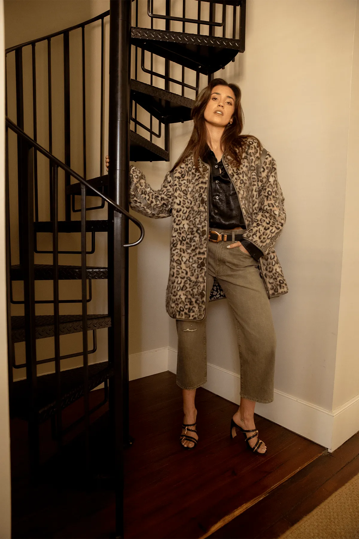Taped Liner Coat in Wooly Leopard