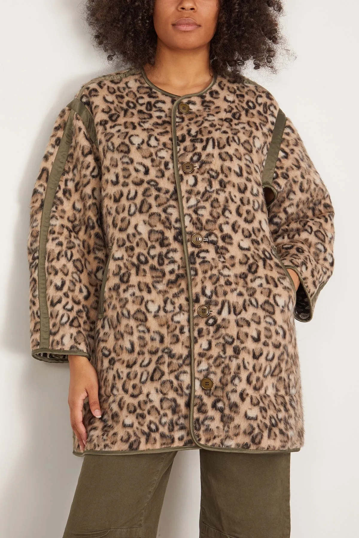 Taped Liner Coat in Wooly Leopard