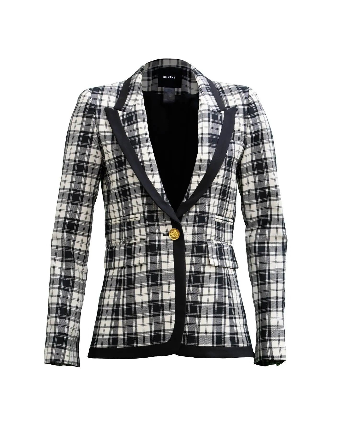 Taped Peaked Lapel Blazer in Black and White
