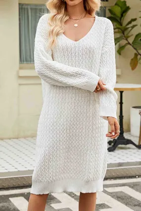 TastyHottie - Solid Color Long Knitted Sweater Dress
