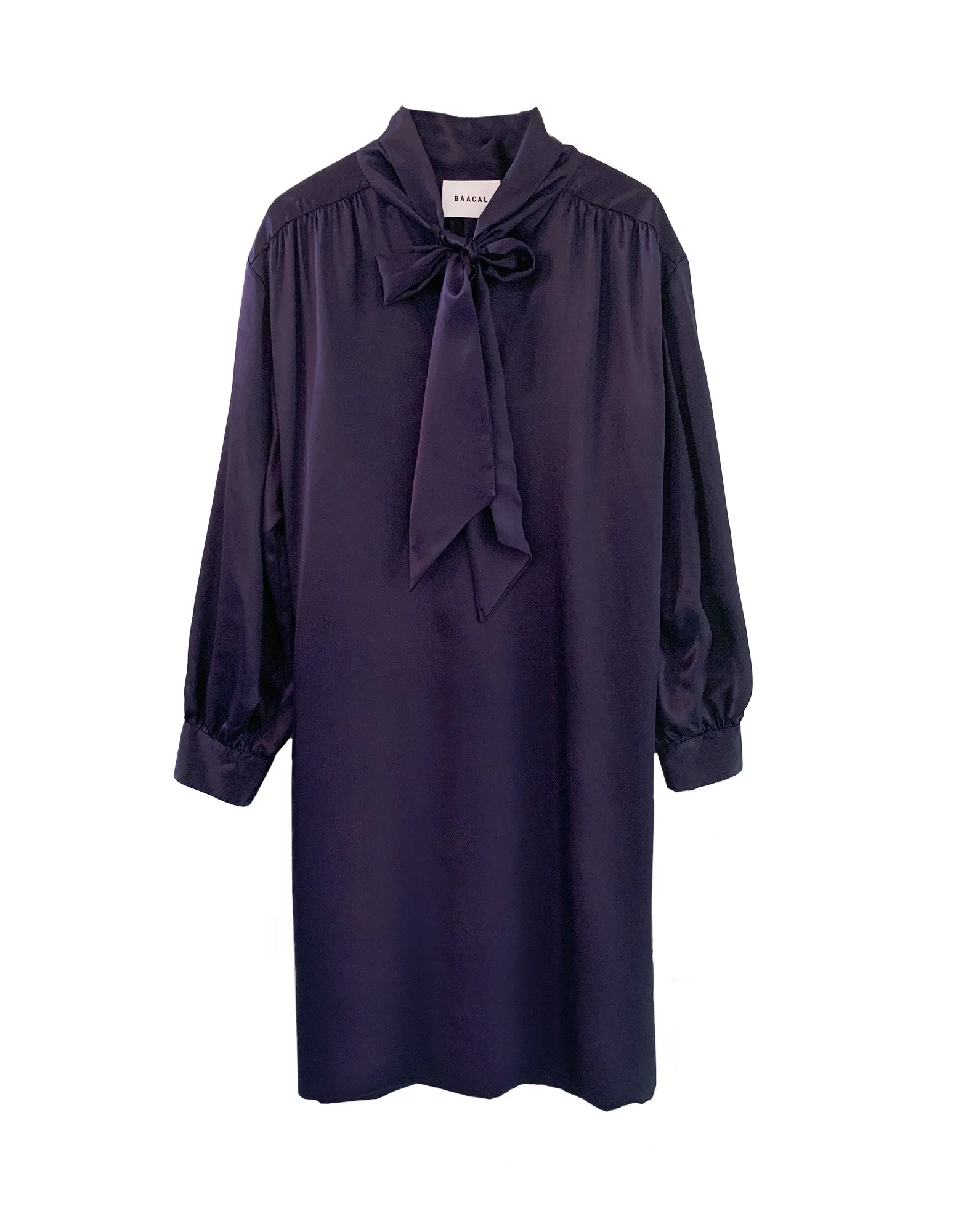 The Marion Tie Neck Dress- Eggplant