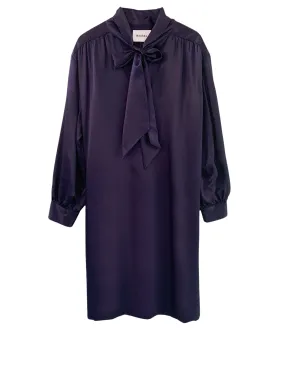 The Marion Tie Neck Dress- Eggplant