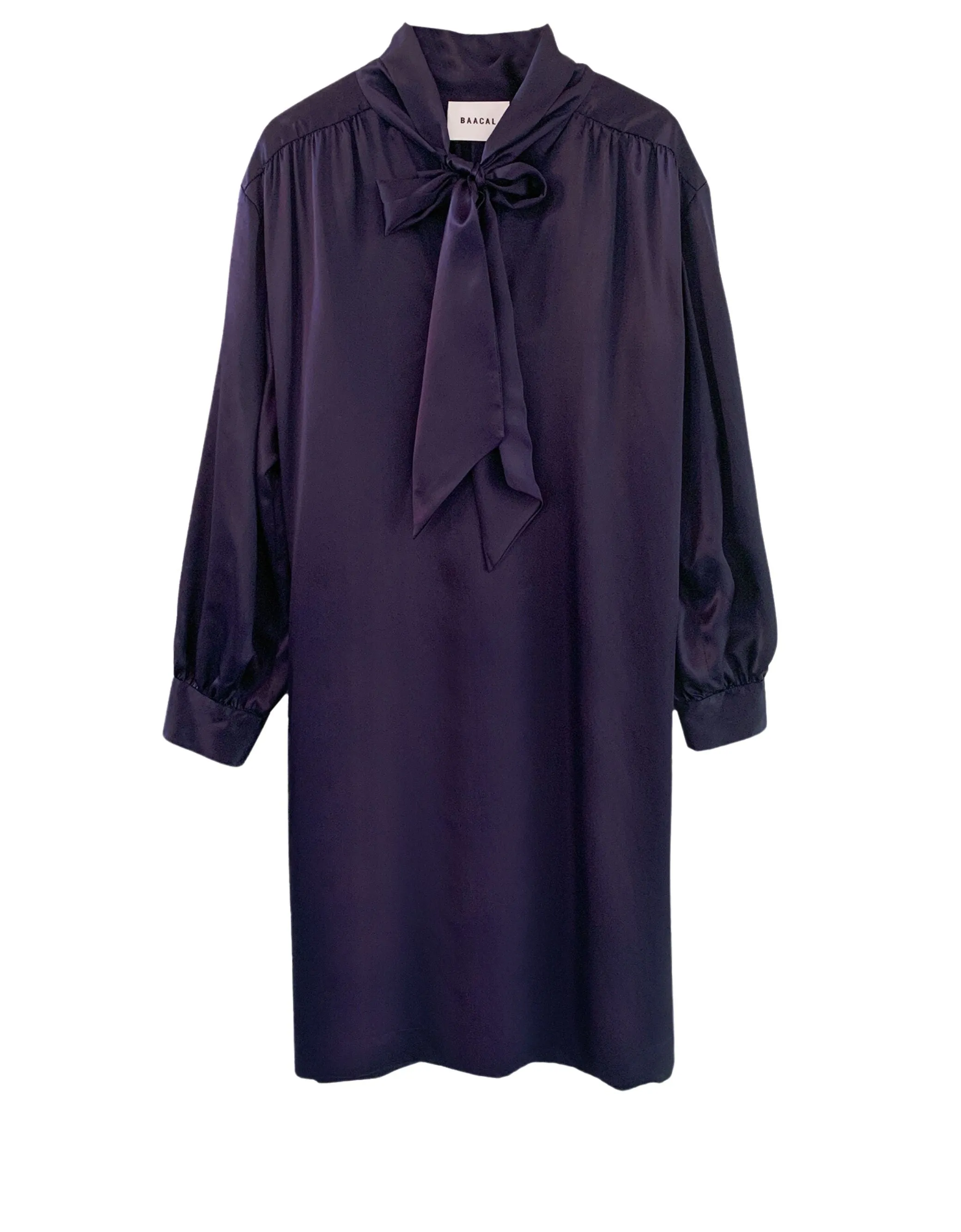 The Marion Tie Neck Dress- Eggplant
