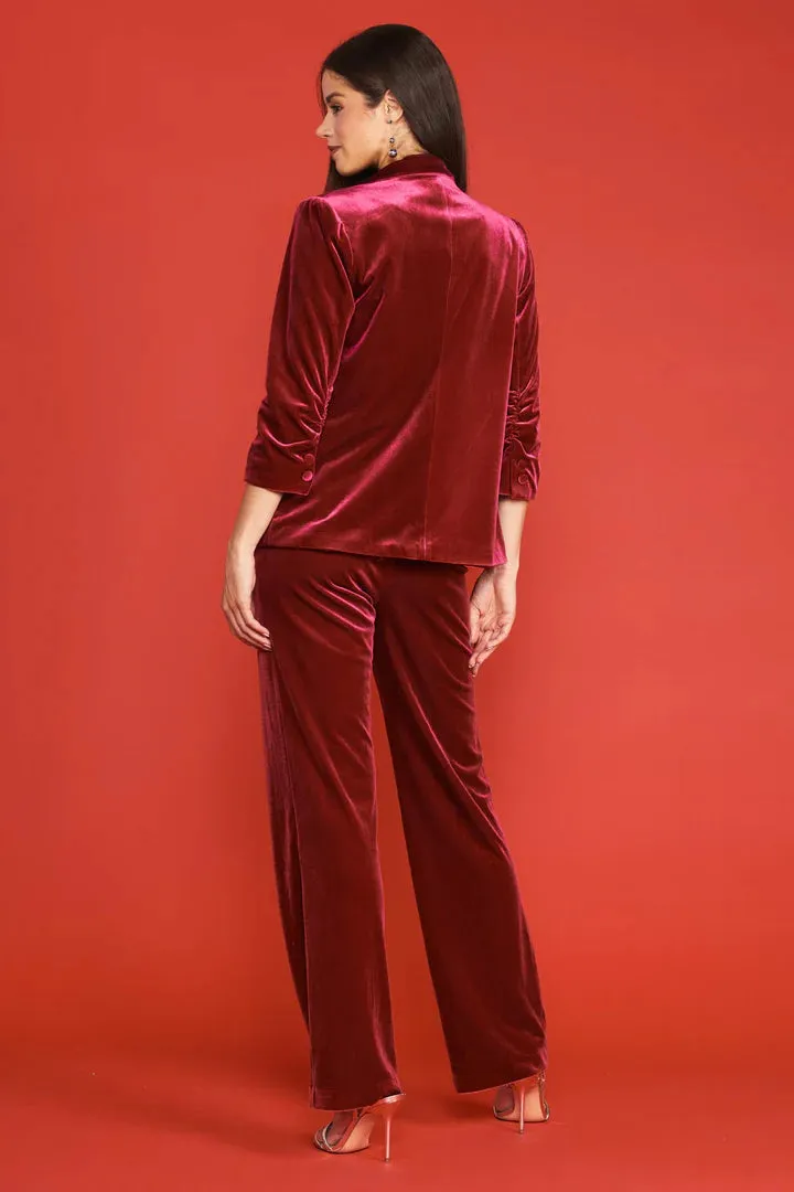 The Perfect Velvet Blazer with Ruched Sleeves