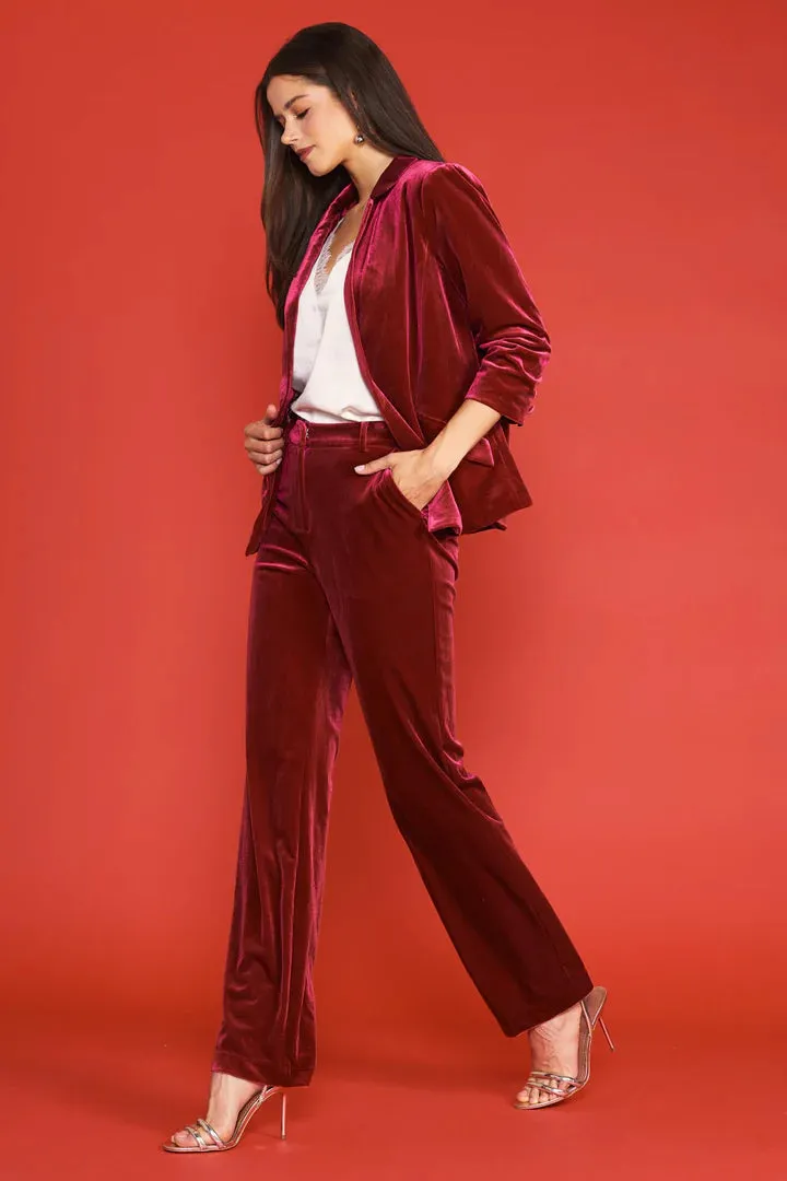 The Perfect Velvet Blazer with Ruched Sleeves