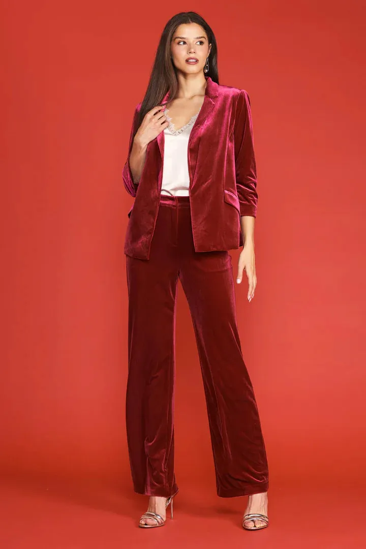 The Perfect Velvet Blazer with Ruched Sleeves