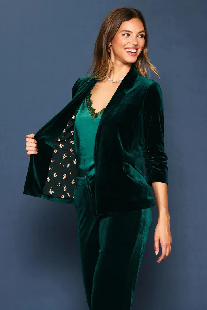 The Perfect Velvet Blazer with Ruched Sleeves