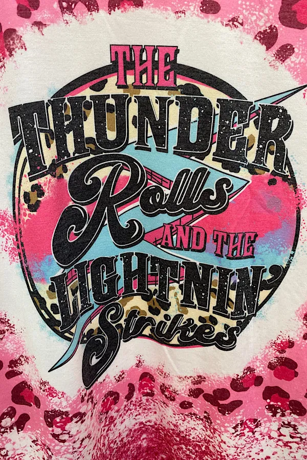 THE THUNDER ROLLS & THE LIGHTNING STRIKES Pink leopard print short sleeve dress w/fringe tassels DLH2305 (A1S4)