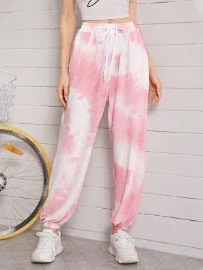 Tie Dye Drawstring Waist Sweatpants