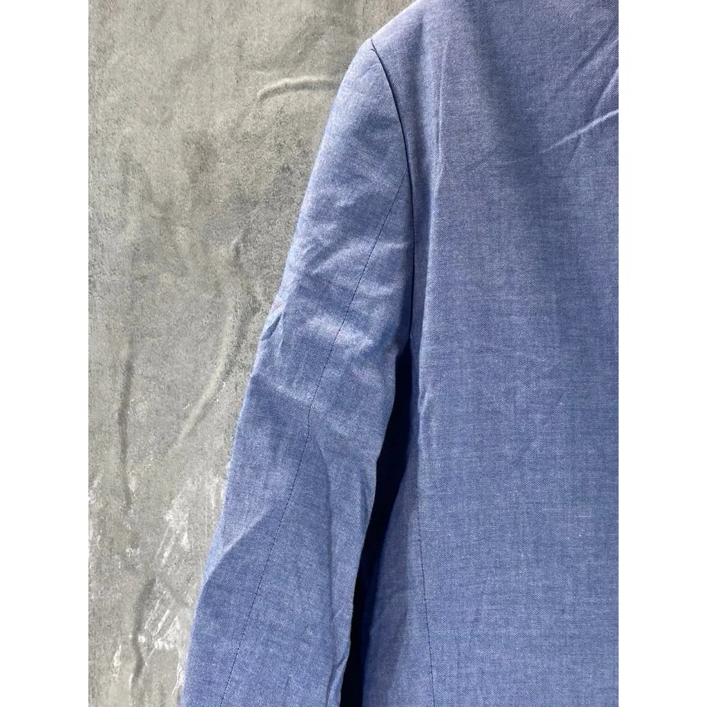 TOMMY HILFIGER Men's Blue Chambray Two-Button Blazer SZ 38R