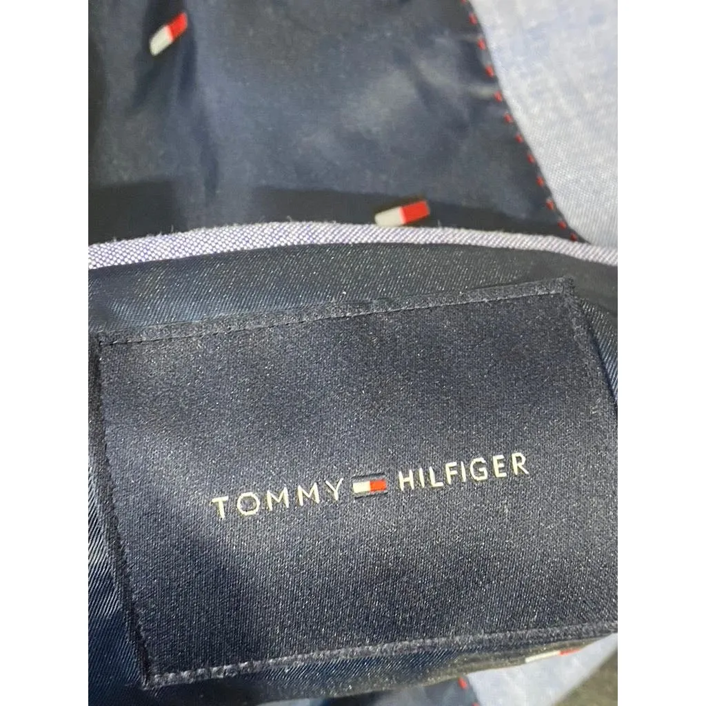 TOMMY HILFIGER Men's Blue Chambray Two-Button Blazer SZ 38R