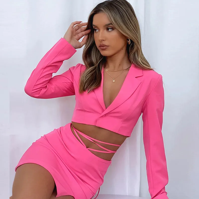 Tory Two Piece Cropped Blazer Matching Set