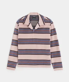 Velour Polo in Shell Pink Stripe