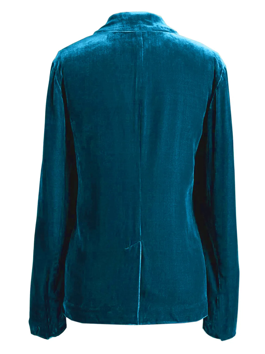 Velvety Pocketed Button Up Lapel Collar Blazer