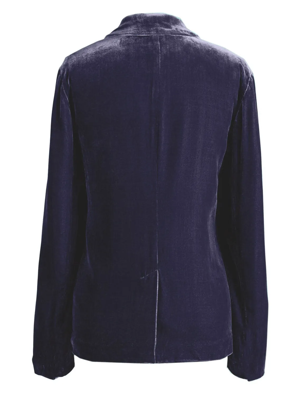 Velvety Pocketed Button Up Lapel Collar Blazer