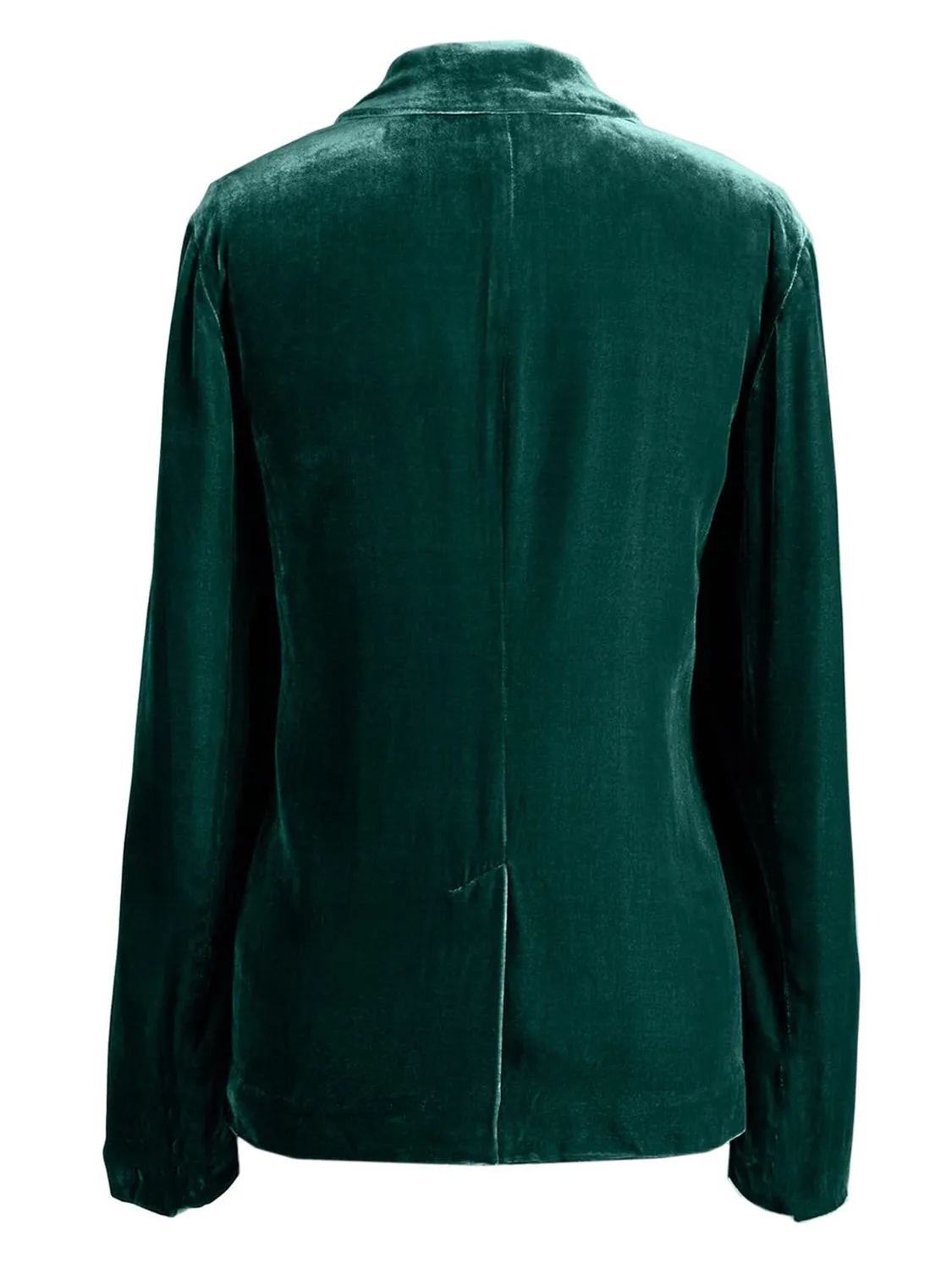 Velvety Pocketed Button Up Lapel Collar Blazer