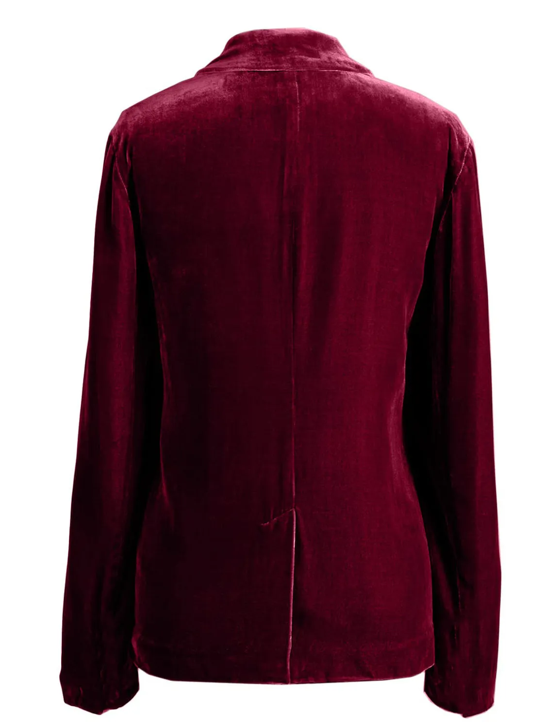 Velvety Pocketed Button Up Lapel Collar Blazer