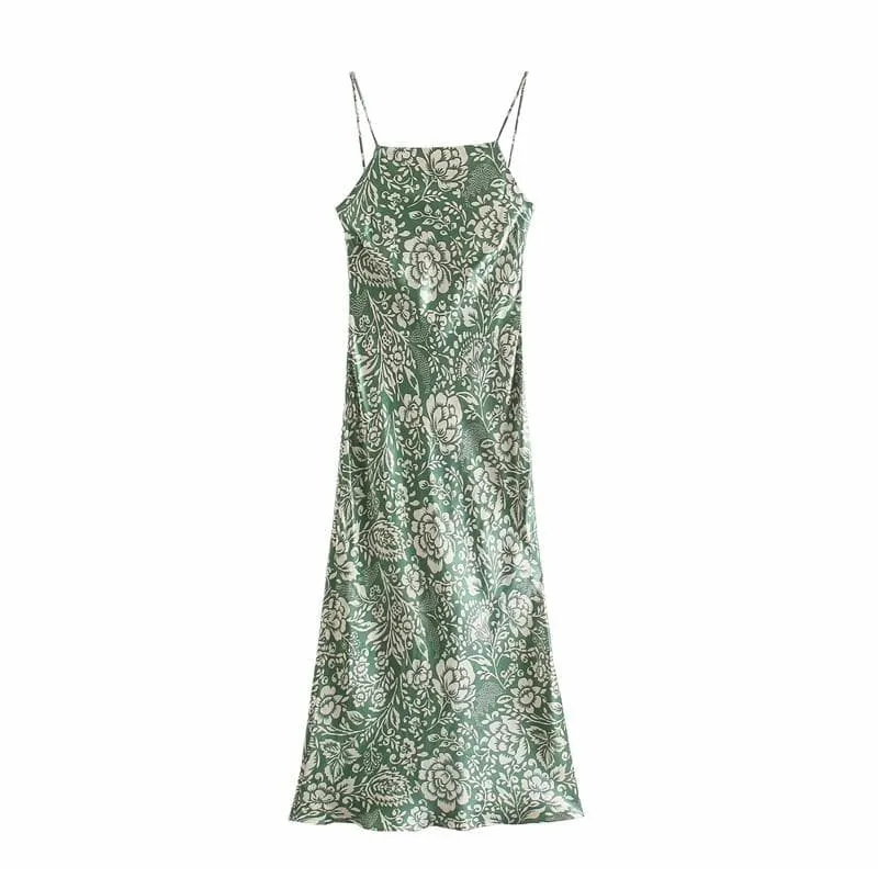 VINTAGE BACKLESS SLEEVELESS STRAP SLIP BEACH DRESS