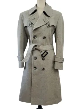 Vintage Double Breasted Wool Coat Belted - Size Medium