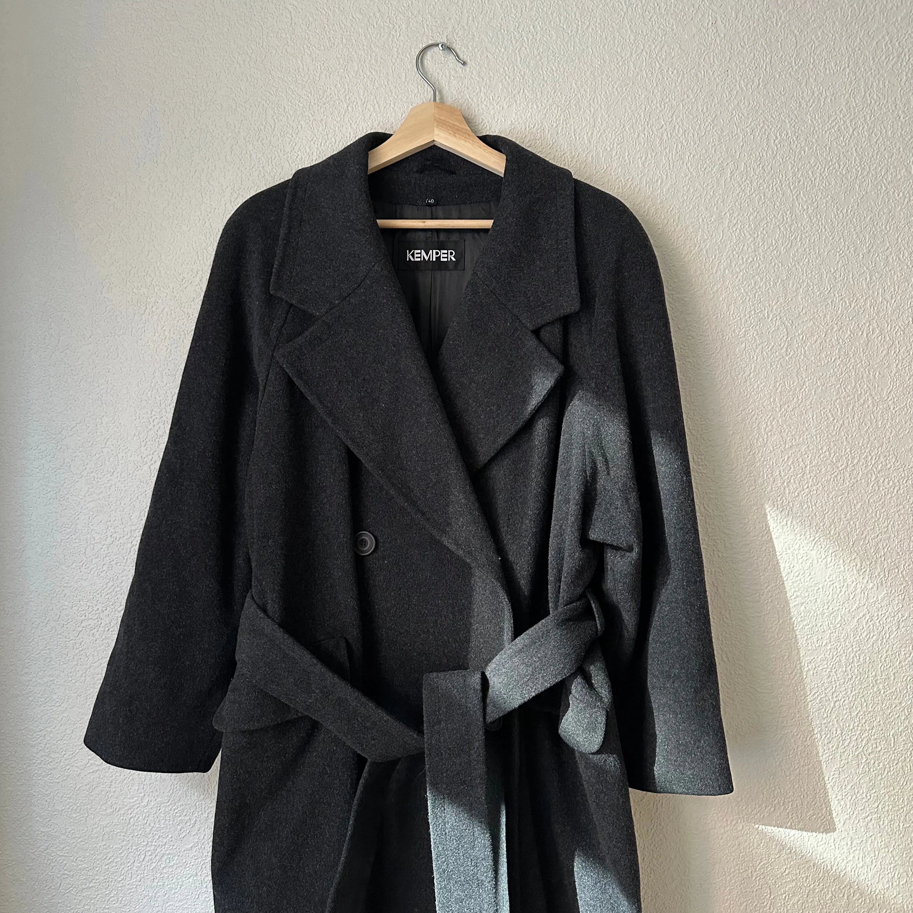Vintage GreyMelange Wool Coat - size L-XL
