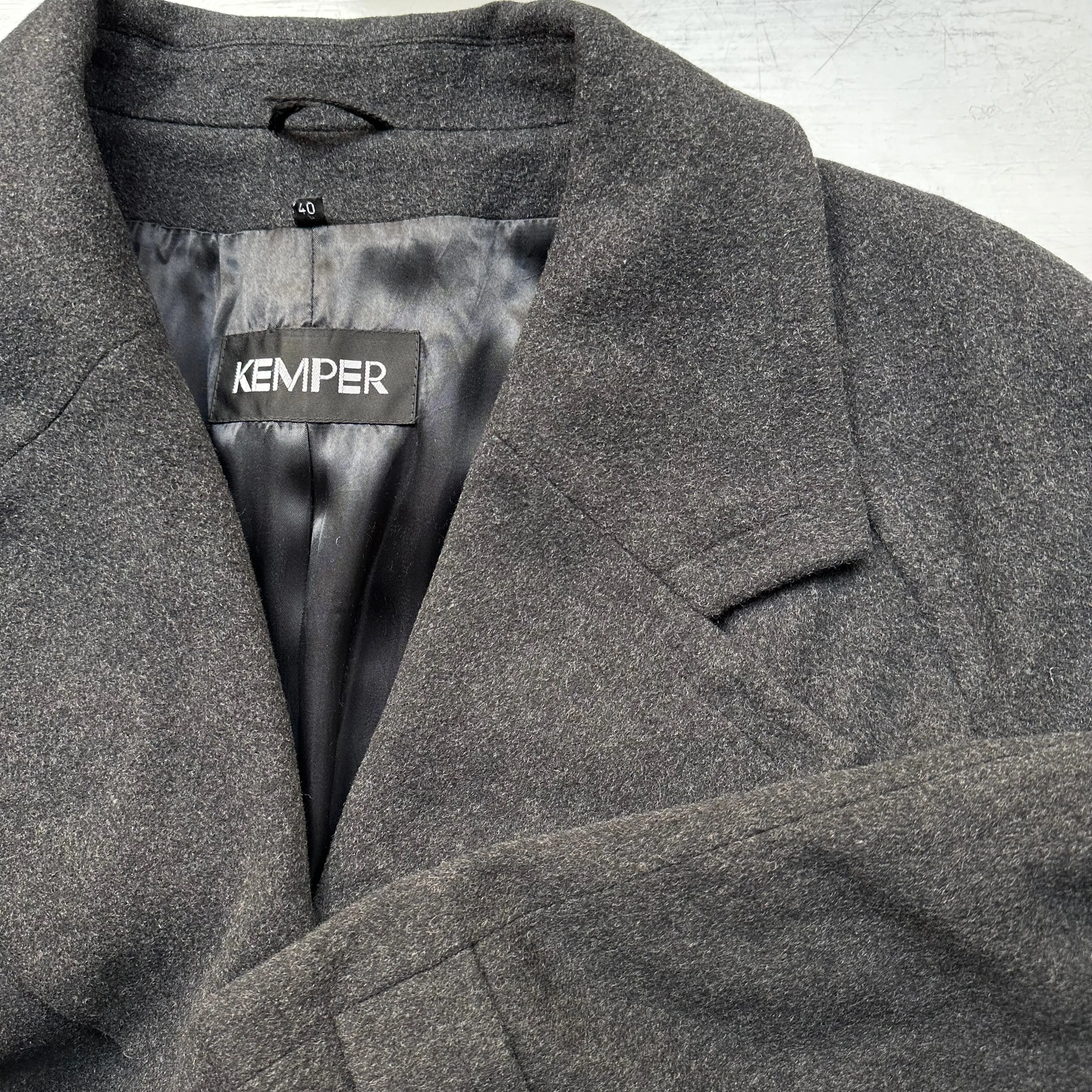 Vintage GreyMelange Wool Coat - size L-XL