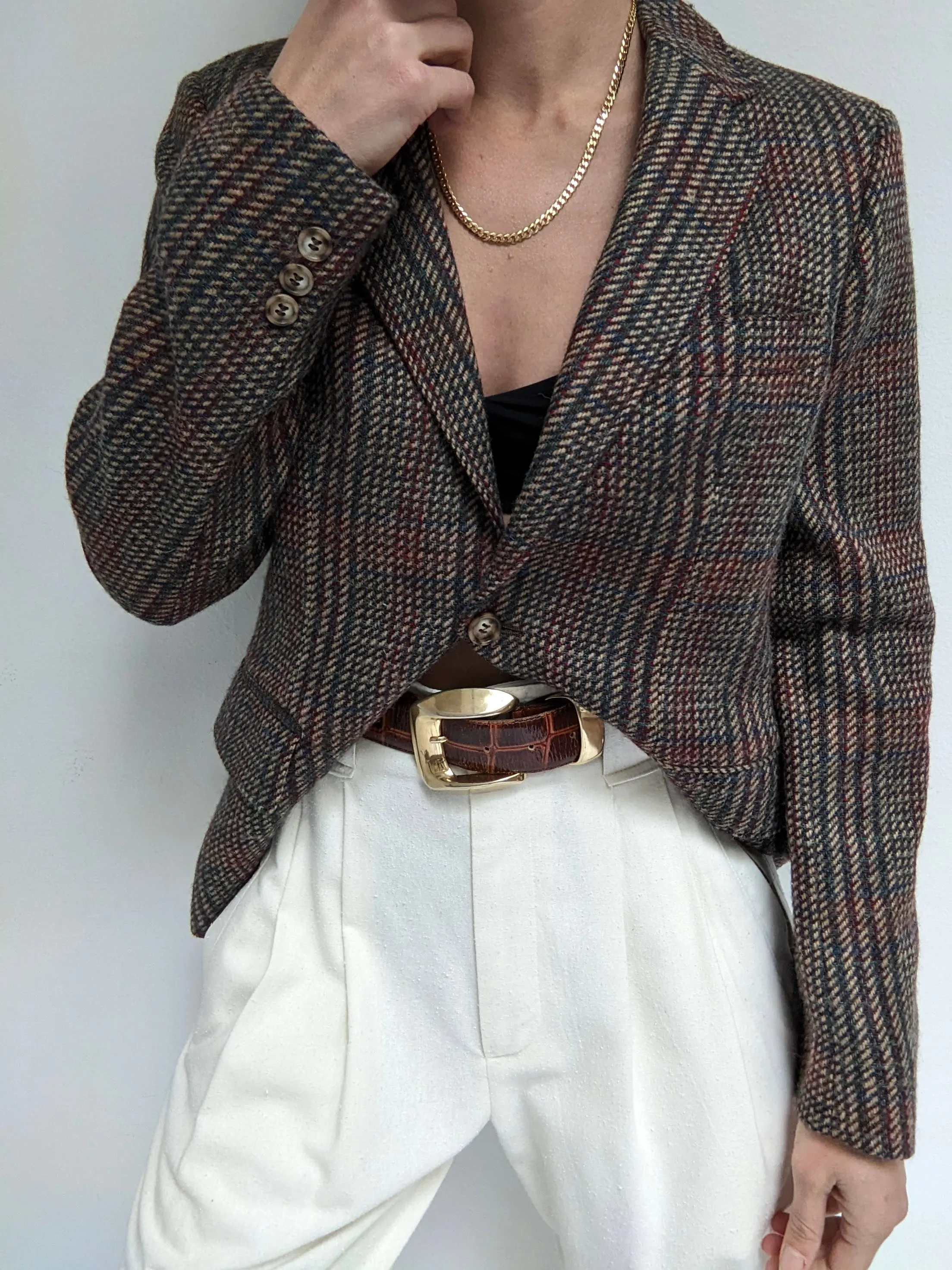 Vintage Tailored Tweed Wool Blazer