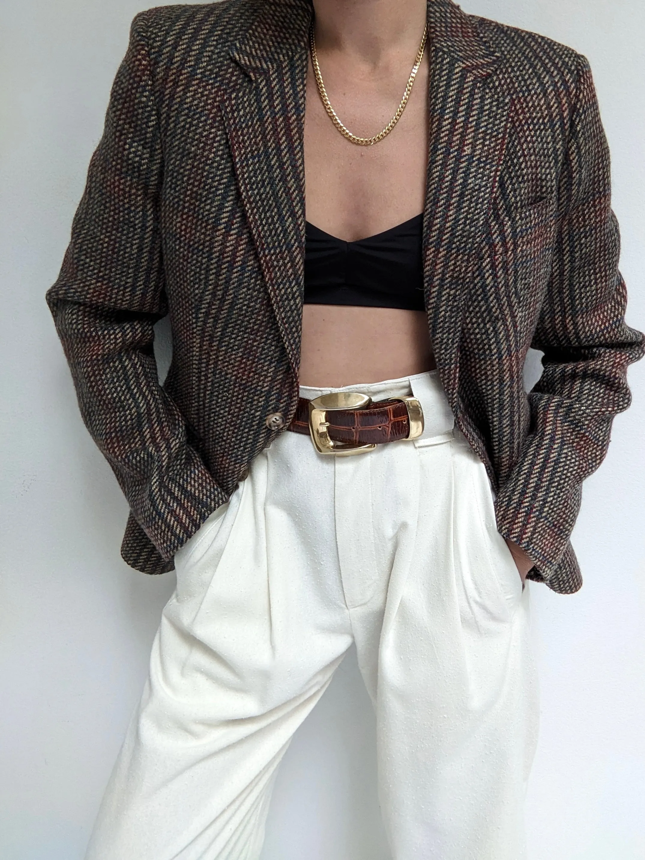 Vintage Tailored Tweed Wool Blazer
