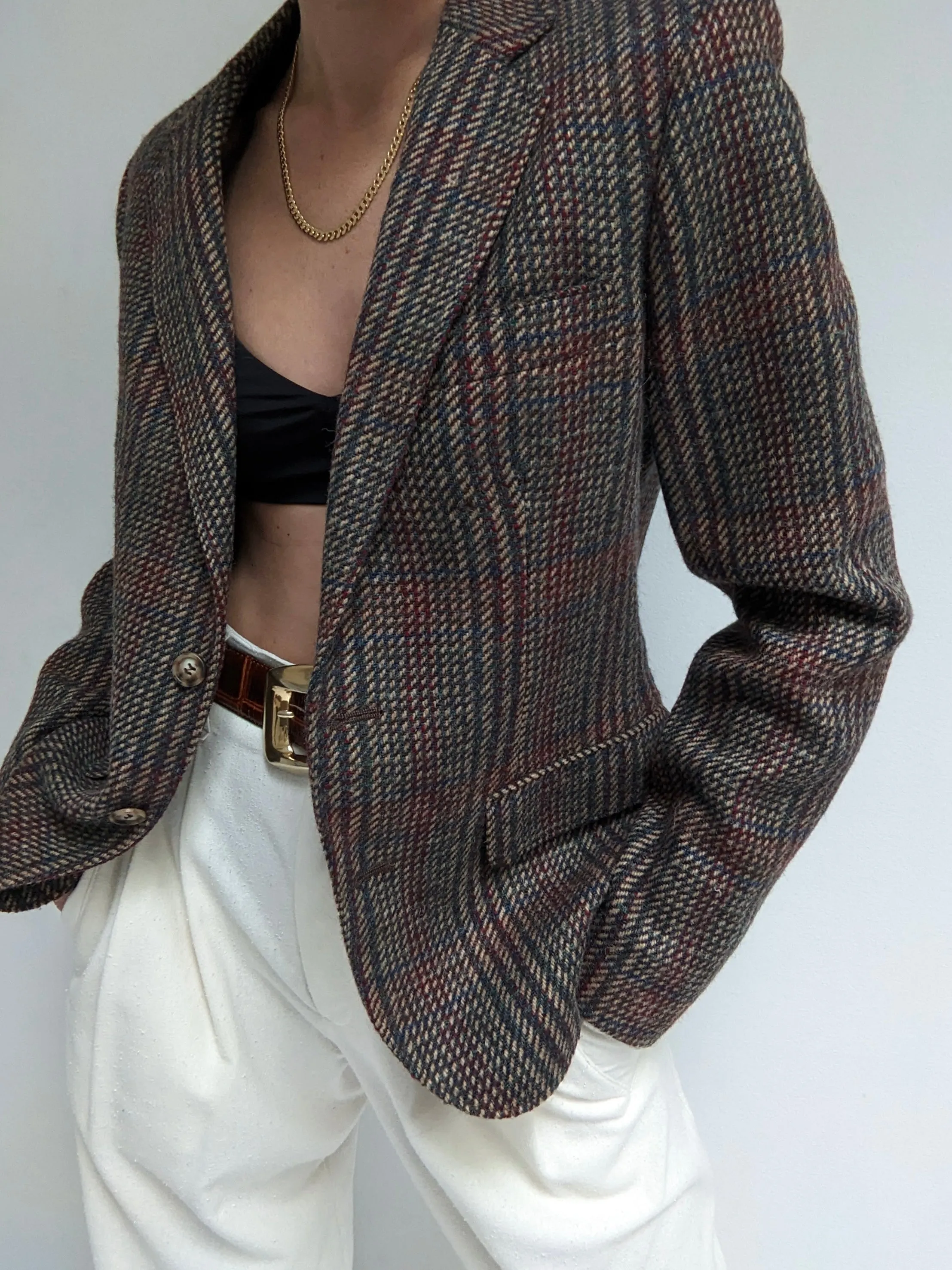 Vintage Tailored Tweed Wool Blazer